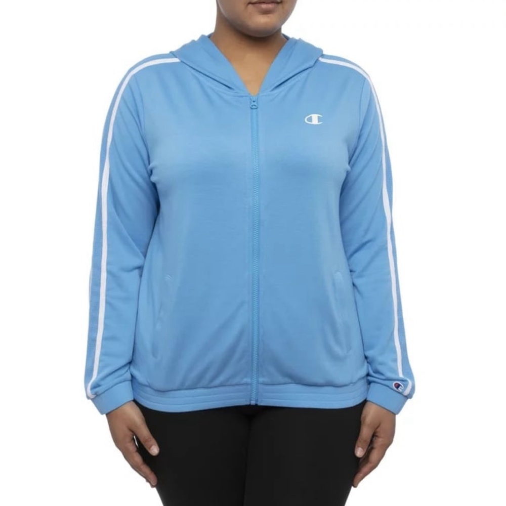 🆕Champion Women's Plus Full-Zip Stretch French Terry Hoodie With Mesh Taping 2X